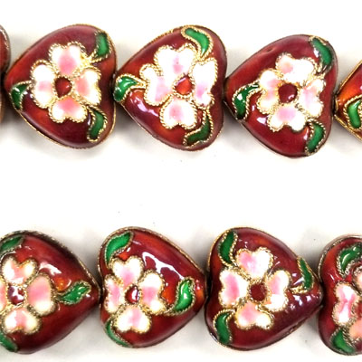 ENAMEL HEART 16MM RUST RED